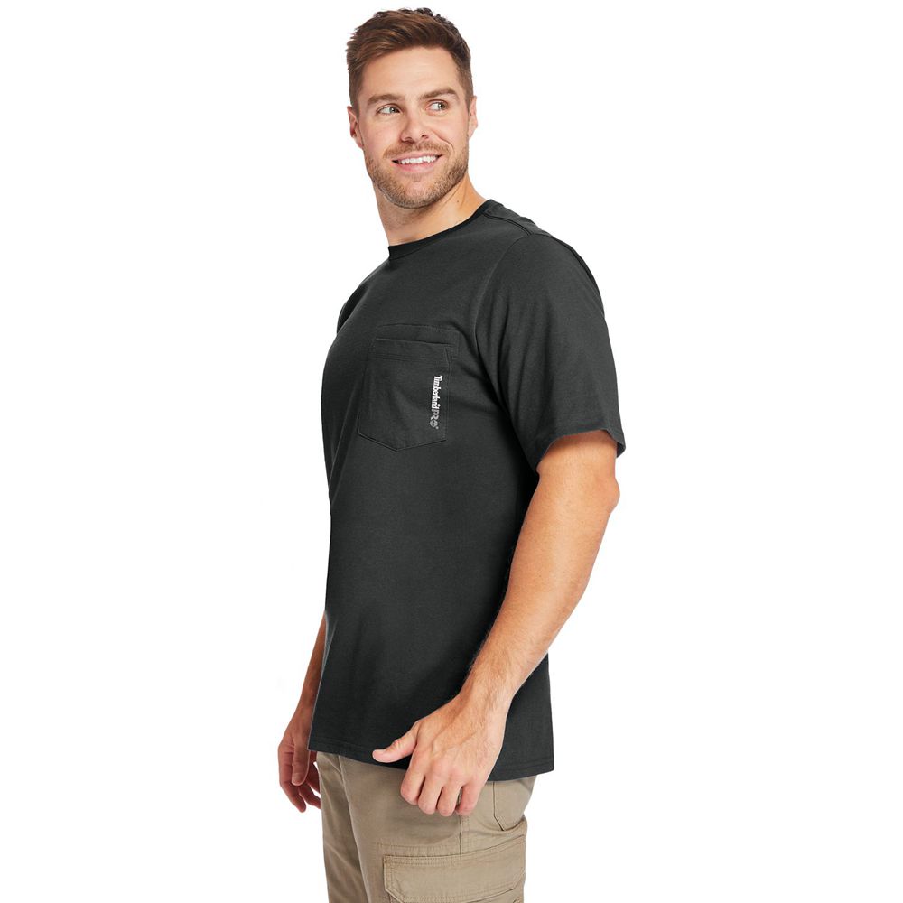 Timberland Μπλουζάκια Ανδρικα Μαυρα - Pro® Big & Tall Base Plate Short-Sleeve - Greece 8103294-LP